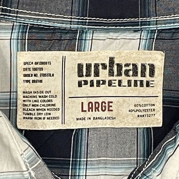 Mens Shirt Large Pearl Snap Western Cowboy Casual Checkered pattern - Picture 9 of 9